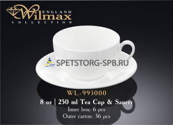 Набор: чайная чашка & блюдце 250 мл     (6) (36)     WL-993000 / AB