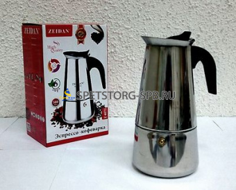 Эспрессо-кофеварка 300мл (6 чашек), нерж.сталь, силикон. кольцо, зерк.полировка, подар. уп.     (12)     Z-4072