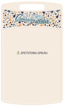 Доска разделочная "Bergamo" прямоугольная 335*220*4мм с декором "Терраццо", светло-бежевый   (20)   223134225/01