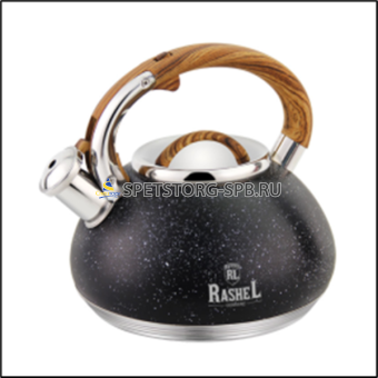 Чайник "Стефания" из нерж. ст. 3 л со свистком,цвет: чёрный ИНДУКЦИЯ     М-7908