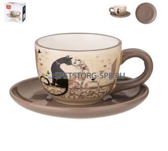 Пара чайная 220мл "ПАРИЖСКИЕ КОТЫ" 15*7см, керамика     (36)     3581747
