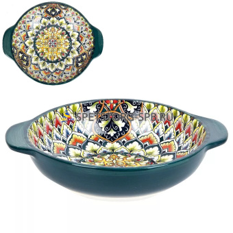 Салатник с ручками "Arabesque" (зеленый) 25*20,5*6см, 1200мл, фрф   (6) (24)     0860015