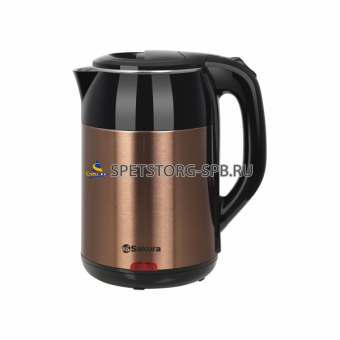 Чайник электр. 1,8л 1500-1800Вт двухслойный металлический корпус, эффект термоса, цвет черн/коричн металлик    (12)   SA-2168MGL