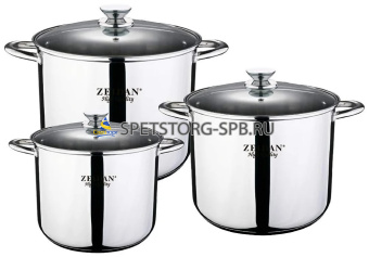 Н-р посуды 6пр. (9,5л;12,0л;14,0л) нерж., шкала литража, комбин.полир. п/у     (1)     Z-50641
