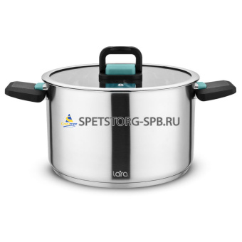 Кастрюля 2,8л LARA ИЗУМРУД нерж. 18см, 5-слойное капсул. индукц. дно, складные ручки           (1)     LR02-242