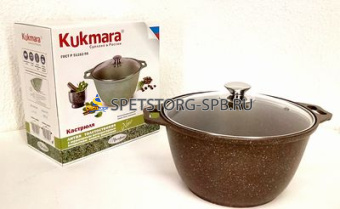 Кастрюля 4,0 л АП со стекл.кр. (кофейный мрамор ( 3 ) кмк42а