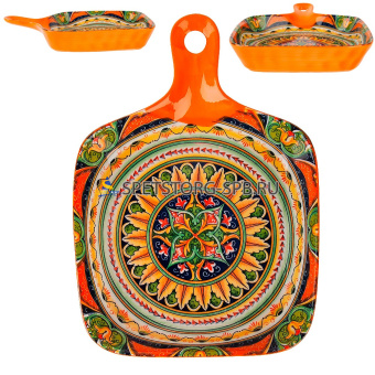 Блюдо с ручкой "Arabesque" (оранжевый) 23*14,5см, фрф   (9) (36)     0860225