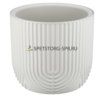 Кашпо "РАМОНА" D220мм 3,7л со вставкой, белый ротанг            (8)     М 3262