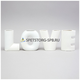 Набор ваз "LOVE", высота 15.2см, цв. белый    (1)   374-140