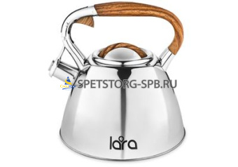 Чайник 3,0л LARA нерж. со свистком, капс.индукц.дно, зерк.полировка, автоподъем крышки, ручка soft-touch     (1)     LR00-66