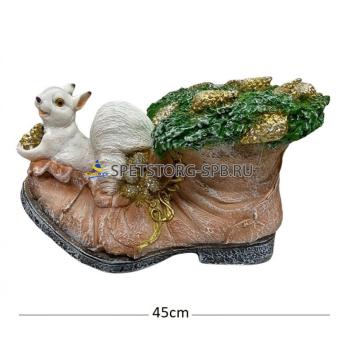 Фигурка Башмак большой с белкой Н-27см, L-45см, D-15см КАШПО (золото)/полистоун     (1)     К101/1