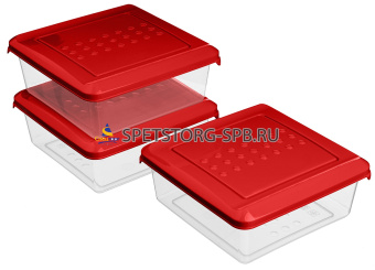 Набор емкостей для продуктов PATTERN/Asti 3шт. 0,5л квадрат., в ассортименте     (18)     221101006/03