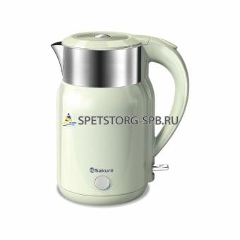 Чайник электр. 1,8л ненагревающийся двухслойный корпус, бесшовная колба SS304, эффект термоса, цвет светло-зеленый  (1)   SA-2182GR