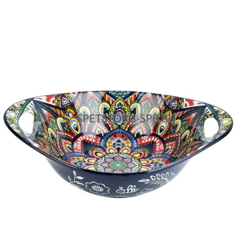 Салатник овальный с ручками "Arabesque" (синий) 22,5*15*6,5см, фрф   (8) (48)     0860090