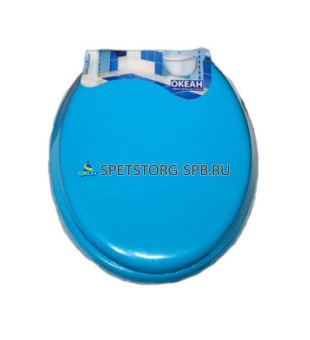 Сиденье на унитаз "Океан" мягкое без рисунка голубое     (1) (17)     океан2