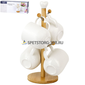Набор кружек 4шт. "Naturel" на подставке 18*18*31см, v=340мл п/у     (1) (12)     2630306