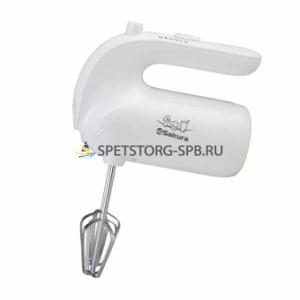 Миксер электр 200Вт, ручной, 5 скоростей работы, корпус из пластика, насадки из нерж.стали (венчики, крюки)   SA-6317W