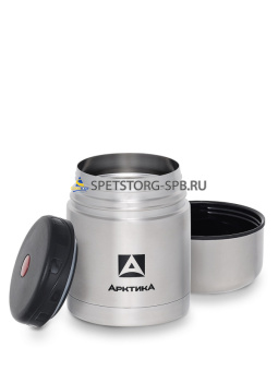 Термос "Арктика" 0,5л широкое горло, чашка-тарелка, кнопка д/спуска давления  (1)  (6)   301-500