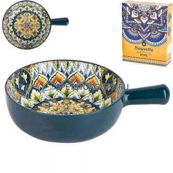 Кокотница с ручкой "Arabesque" (зеленый) 21,5*16*5,8см, п/у, фрф   (1) (36)     0860078