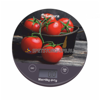 Весы кухонные Помидоры 8кг, элек., деление 1 гр.     (1)     SA-6076Т