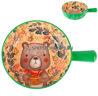 Емкость для запекания и сервировки с ручкой "Kawaii Forest. Bear", 22*16*5,5см, v=650мл фрф    (9) (36)    0860446