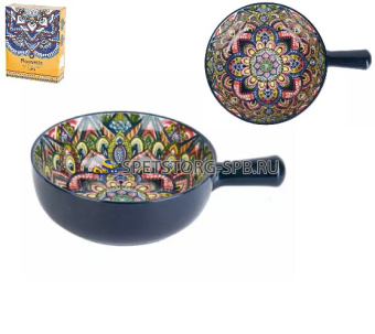 Кокотница с ручкой "Arabesque" (синий) 21,5*16*5,8см, п/у, фрф   (1) (36)     0860088