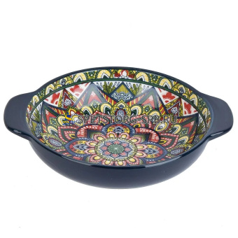 Салатник с ручками "Arabesque" (синий) 25*20,5*6см, 1200мл, фрф   (6) (24)     0860083