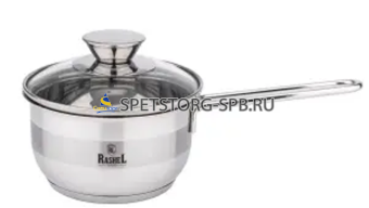 Ковш 0,7 л из нержавеющей стали со стекл. кр., 12х7 см ИНДУКЦИЯ          R-12/70м