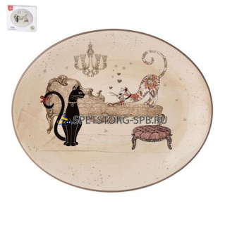 Блюдо овальное "ПАРИЖСКИЕ КОТЫ" 31,5*25,5*3см, керамика     (12)     3581742