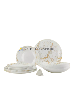 Сервиз столовый ROYAL GARDEN Marbella Gold 28пр опал. стекло     (1)     POSET28OMG