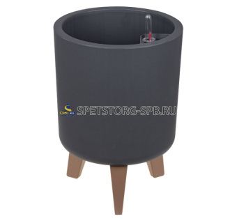 Кашпо "ФЛОРИАН" высокое D250мм 11л с автополивом, графит               (6)           М 3157