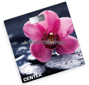 Весы напольные электрон. "Centek" ОРХИДЕЯ/Spring flower, max 180кг, шаг 100гр, стекл.корпус, авто (вкл/выкл), LCD дисплей     (1)     CT-2421