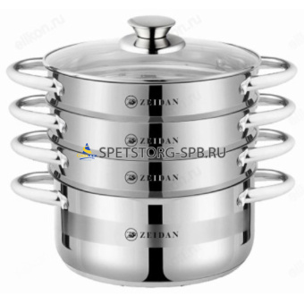 Мантоварка 8,0л 3 в 1 d28см 4 яруса, нерж.сталь, ZEIDAN, 3-х сл. индукц.дно        Z-501113 