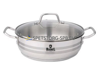 Жаровня 24 см из нержавеющей стали, стекл. крышка    R-1/248