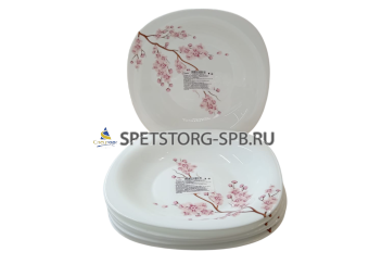 Набор тарелок суповых PARS OPAL Sakura 22см 6 шт 448 опаловое стекло  POQ230T448/6