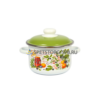 Кастрюля 2,0 л с рис. Вкусный компот, белоснежн., цил. бел.с  обод.     (1)     6RD161M