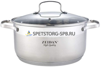 Кастрюля 10,5л d32 см со стеклянной крышкой ZEIDAN 5-ти степовое капс. индукц. дно  (4)   Z-501117 Monaco