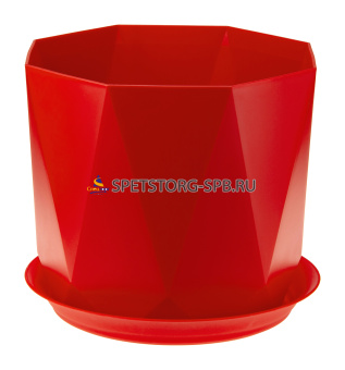 * Кашпо "Призма" d-220мм 4,7л с поддоном, в ассортименте     (8)     М 3139