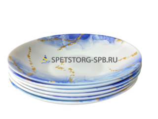 Набор тарелок суповых PARS OPAL Blue Sky 22,5см 936 опал. cтекло 6шт  POL225BS936/6