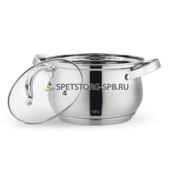 Кастрюля 6,5л LARA СИМФОНИЯ нерж. 24*14,5см, 5-ти сл.индукционное капс.дно, все типы плит  (1)  (6)  LR02-464