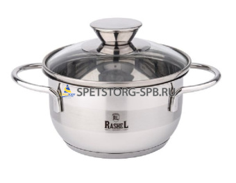 Кастрюля 0,7 л из нержавеющей стали со стекл. кр., 12х7 см  ИНДУКЦИЯ    R-270м
