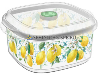 Емкость для СВЧ 1,6л с клапаном с декором  "Sicily Lemon" (бесцветный)      (16)         222120025/0107