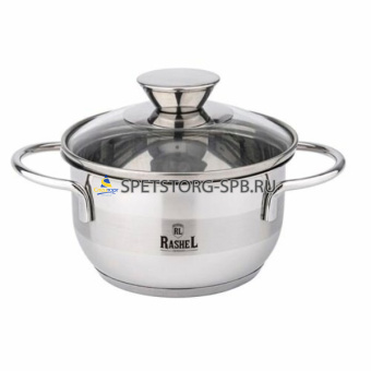 Кастрюля 1,8 л из нержавеющей стали со стекл. кр., 16х9 см ИНДУКЦИЯ           R-690м
