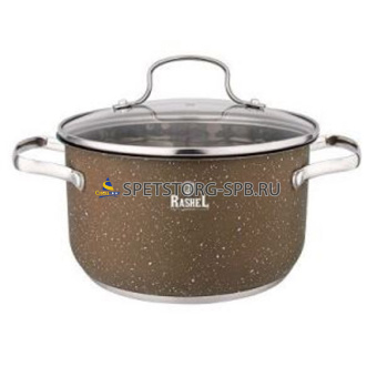 Кастрюля Стефания" 6,0 л из нерж. ст. со стекл. кр., 24х13,5см, цвет: коричневый гранит ИНДУКЦИЯ   R-600z
