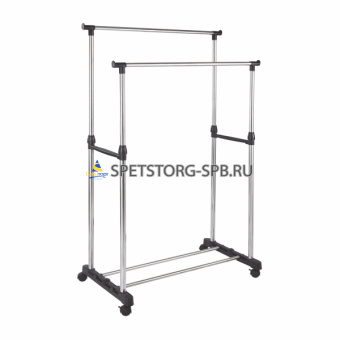 Вешалка напольная 2 перекладины регулировка высоты, 80*43*90/160см, на колесах    HP-CR02
