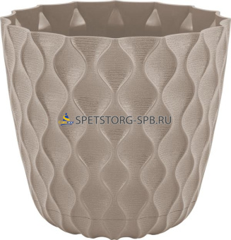 Горшок д/цветов "Wave" 0,65л d-115мм с дренажной сеткой и съемным поддоном, французский платан     (12)     IG650010105