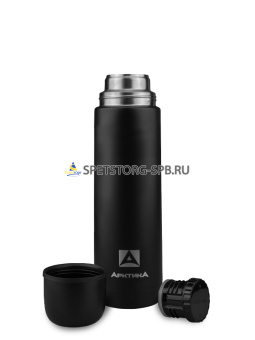 Термос "Арктика" 0,75л с узким горлом и глухой пробкой, чёрный песок, матовый   (1)  (6)   102-750