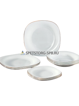 Сервиз столовый ROYAL GARDEN Square Gold 18пр опал. стекло     (1)     POSET18SG
