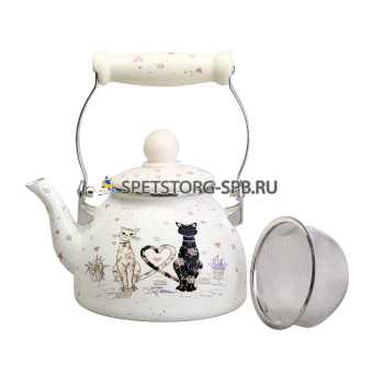 Чайник 1,1 л эмаль со съемным фильтром из нерж "LAVANDER CATS" 934071