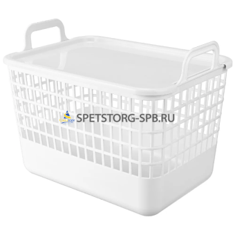 Корзина с крышкой "KOBO" 320*224*255мм, 15л, белый   (16)  5218216